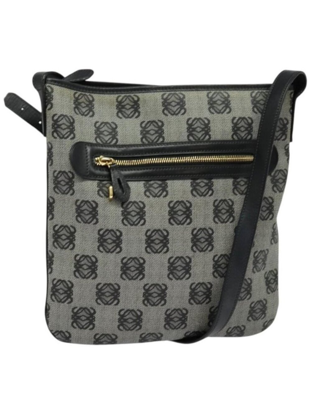 Authentic LOEWE anagram Shoulder Bag PVC Gray Gold